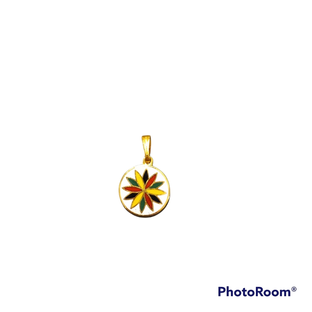 💥5/$10💥 Round pendant with multicolored star design on white background